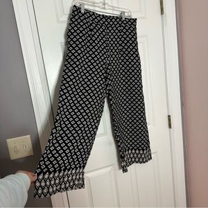 LOFT Patterned Wide Leg Stretch Pants